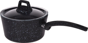 Cookinglife Steelpan / Sauspan met deksel - Black Speckle - Aluminium ø 18 cm / 2.2 liter - Geschikt voor alle warmtebronnen - standaard anti-aanbaklaag