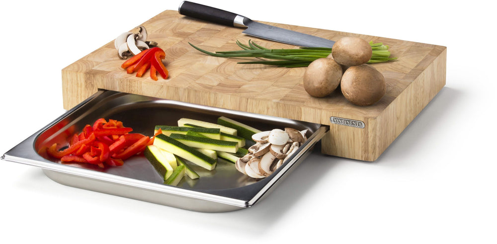 Continenta Houten Snijplank met RVS Lade - Kopshout - 48 x 33 cm