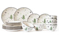 Cookinglife Serviesset - Kerstservies - Aardewerk - Groen 18-delig / 6 personen - 6 dinerborden, 6 ontbijtborden & 6 kommen