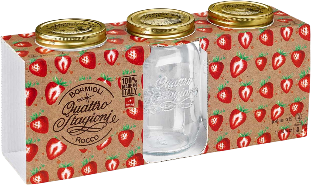 Bormioli Rocco Mason Jar / Weckpot Quattro Stagioni - ø 8.6 cm / 1 liter - 3 stuks