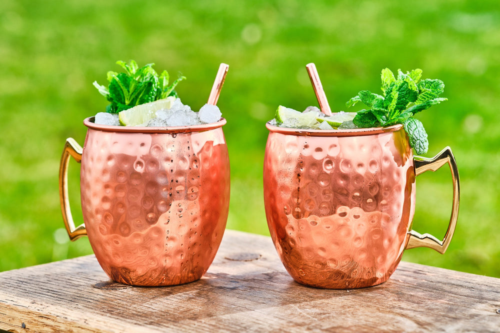 Cosy & Trendy Moscow Mule Cocktailbekers met Rietjes - Gehamerd Koper - 450 ml - 2 Stuks