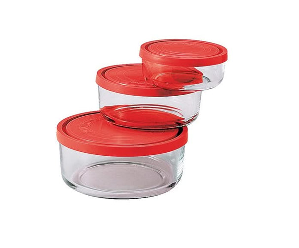 Bormioli Rocco Glazen Vershoudbakjes Frigoverre - Rood 3 Stuks