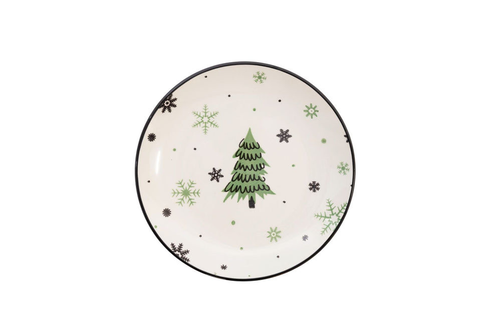 Cookinglife Serviesset - Kerstservies - Aardewerk - Groen 18-delig / 6 personen - 6 dinerborden, 6 ontbijtborden & 6 kommen