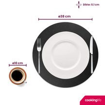 Cookinglife 6 Placemats + 6 Onderzetters - Dubbelzijdig - Rond - Afwasbaar - Zwart / Cognac