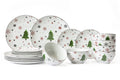 Cookinglife Serviesset - Kerstservies - Porselein - Rood 18-delig / 6 personen - 6 dinerborden, 6 ontbijtborden & 6 kommen