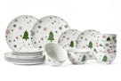 Cookinglife Serviesset - Kerstservies - Porselein - Rood 18-delig / 6 personen - 6 dinerborden, 6 ontbijtborden & 6 kommen