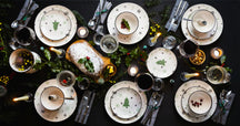Cookinglife Serviesset - Kerstservies - Aardewerk - Groen 18-delig / 6 personen - 6 dinerborden, 6 ontbijtborden & 6 kommen