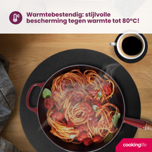 Cookinglife 6 Placemats + 6 Onderzetters - Rond - Afwasbaar - Zwart