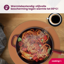 Cookinglife 6 Placemats + 6 Onderzetters - Dubbelzijdig - Rond - Afwasbaar - Zwart / Cognac