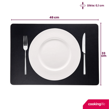 Cookinglife Placemats - Dubbelzijdig - Afwasbaar - Cognac / Zwart 46 x 33 cm - 6 Stuks