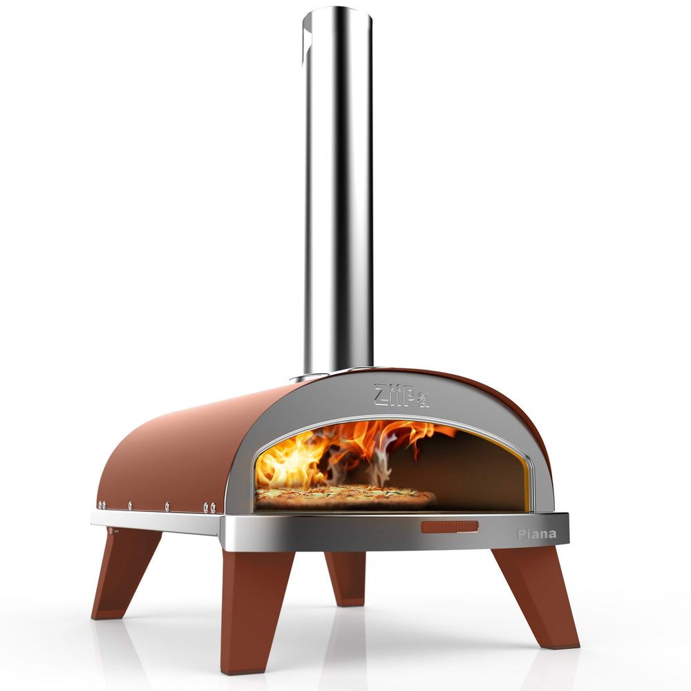 ZiiPa Pizza Oven Piana - Houtgestookt - met Thermometer - Terracotta - voor ø 30 cm pizza's - Roterende pizzasteen