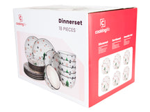 Cookinglife Serviesset - Kerstservies - Porselein - Rood 18-delig / 6 personen - 6 dinerborden, 6 ontbijtborden & 6 kommen