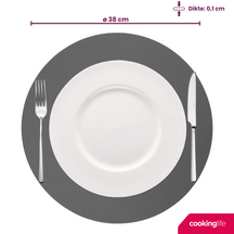 Cookinglife Placemats - Dubbelzijdig - Afwasbaar - Grijs / Roze ø 38 cm - 6 Stuks