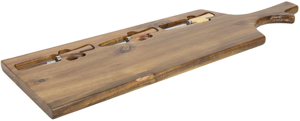 Cookinglife Acacia Borrelplank / Kaasplank met Mesjes - 65 x 20 cm - 4-delig