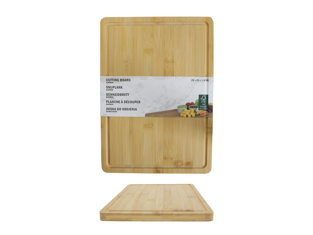 Cookinglife Snijplank met sapgeul - Bamboe  - 25 x 35 x 1,8 cm