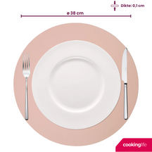 Cookinglife Placemats - Dubbelzijdig - Afwasbaar - Grijs / Roze ø 38 cm - 6 Stuks