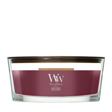 WoodWick Geurkaars Ellipse Dark Cherry - 9 cm / 19 cm - Geurkaars in Glas - Houten Lont