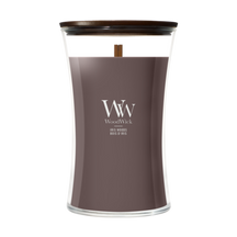 WoodWick Geurkaars Large Iris Woods - 18 cm / ø 10 cm - Geurkaars in Glas - Houten Lont