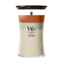WoodWick Geurkaars  Large Trilogy Vanilla Embers - 18 cm / ø 10 cm - Geurkaars in Glas - Houten Lont