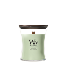 WoodWick Geurkaars Medium Matcha Zest - 11 cm / ø 10 cm - Geurkaars in Glas - Houten Lont