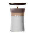 WoodWick Geurkaars Large Trilogy Radiant Cashmere - 18 cm / ø 10 cm - Geurkaars in Glas - Houten Lont