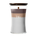 WoodWick Geurkaars Large Trilogy Radiant Cashmere - 18 cm / ø 10 cm - Geurkaars in Glas - Houten Lont