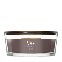 WoodWick Geurkaars Ellipse Iris Woods - 9 cm / 19 cm - Geurkaars in Glas - Houten Lont