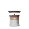 WoodWick Geurkaars Medium Trilogy Radiant Cashmere - 11 cm / ø 10 cm - Geurkaars in Glas - Houten Lont