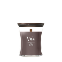 WoodWick Geurkaars Medium Iris Woods - 11 cm / ø 10 cm - Geurkaars in Glas - Houten Lont