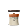 WoodWick Geurkaars Medium Trilogy Vanilla Embers - 11 cm / ø 10 cm - Geurkaars in Glas - Houten Lont