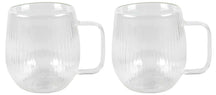 Cookinglife Dubbelwandige Koffie- / theeglazen met oor Lines - 350 ml - 2 Stuks
