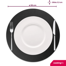 Cookinglife Placemats - Dubbelzijdig - Afwasbaar - Cognac / Zwart ø 38 cm - 6 Stuks