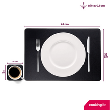 Cookinglife 6 Placemats + 6 Onderzetters - Afwasbaar - Zwart