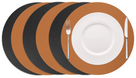 Cookinglife Placemats - Dubbelzijdig - Afwasbaar - Cognac / Zwart ø 38 cm - 6 Stuks