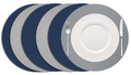 Cookinglife Placemats - Dubbelzijdig - Afwasbaar - Grijs / Blauw ø 38 cm - 6 Stuks