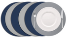 Cookinglife Placemats - Dubbelzijdig - Afwasbaar - Grijs / Blauw ø 38 cm - 6 Stuks