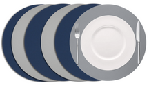 Cookinglife Placemats - Dubbelzijdig - Afwasbaar - Grijs / Blauw ø 38 cm - 6 Stuks