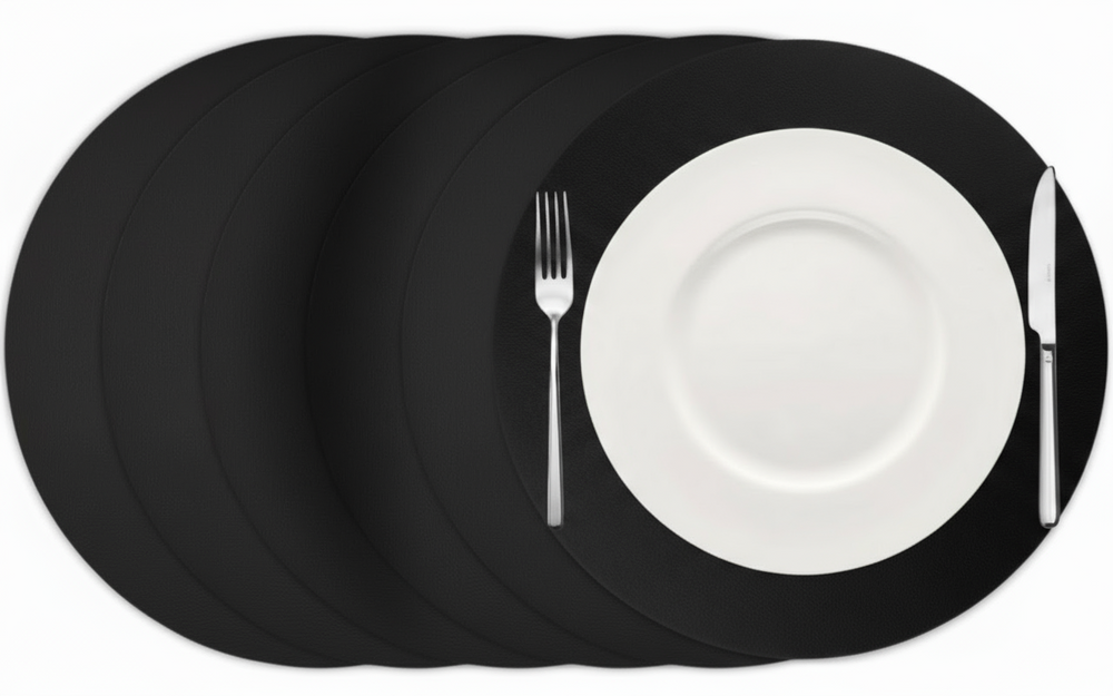 Cookinglife Placemats - Afwasbaar - Zwart - ø 38 cm - 6 stuks