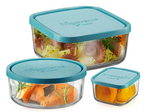 Bormioli Rocco Glazen Vershoudbakjes Frigoverre - Blauw 3 Stuks