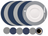 Cookinglife 6 Placemats + 6 Onderzetters - Dubbelzijdig - Rond - Afwasbaar - Blauw / Grijs