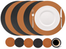 Cookinglife 6 Placemats + 6 Onderzetters - Dubbelzijdig - Rond - Afwasbaar - Zwart / Cognac