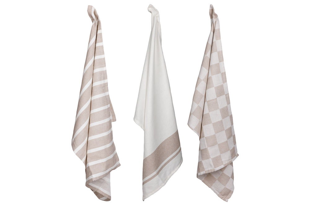 Cosy & Trendy Theedoeken Stoff Sand 50 x 70 cm - 3 Stuks