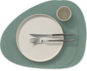 LIND DNA Placemats Nupo - Leer - Pastel Green - Curved - Afwasbaar - 44 x 37 cm - 2 Stuks