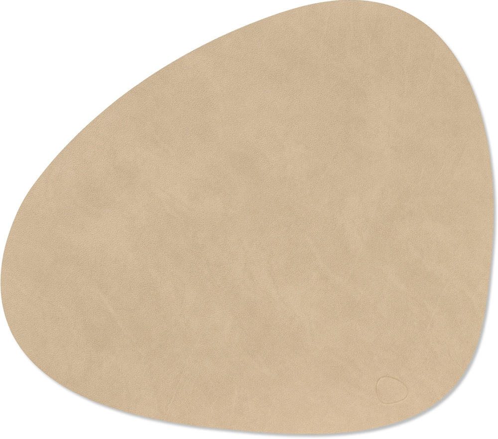 LIND DNA Placemats Nupo - Leer - Sand - Curved - Afwasbaar - 44 x 37 cm - 2 Stuks