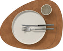 LIND DNA Placemats Nupo - Leer - Nature - Curved - Afwasbaar - 44 x 37 cm - 2 Stuks
