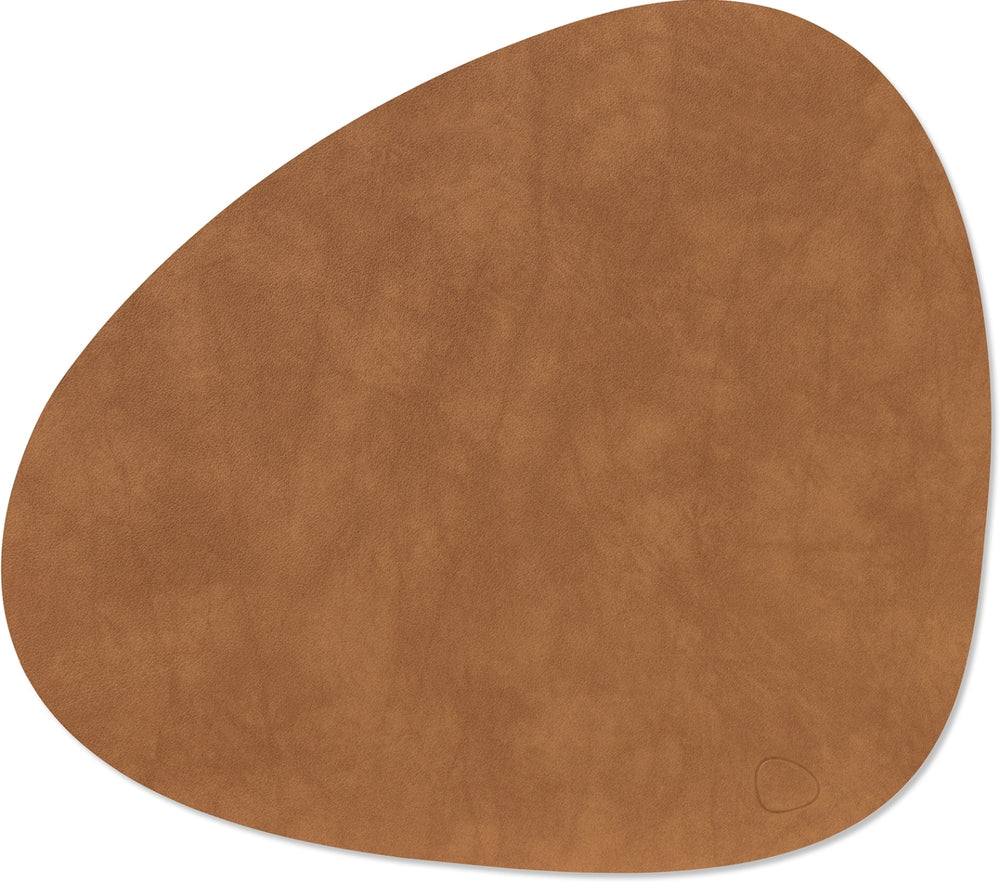 LIND DNA Placemats Nupo - Leer - Nature - Curved - Afwasbaar - 44 x 37 cm - 2 Stuks