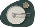 LIND DNA Placemats Nupo - Leer - Dark Green - Curved - Afwasbaar - 44 x 37 cm - 2 Stuks