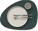 LIND DNA Placemats Nupo - Leer - Dark Green - Curved - Afwasbaar - 44 x 37 cm - 2 Stuks