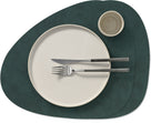LIND DNA Placemats Nupo - Leer - Dark Green - Curved - Afwasbaar - 44 x 37 cm - 2 Stuks
