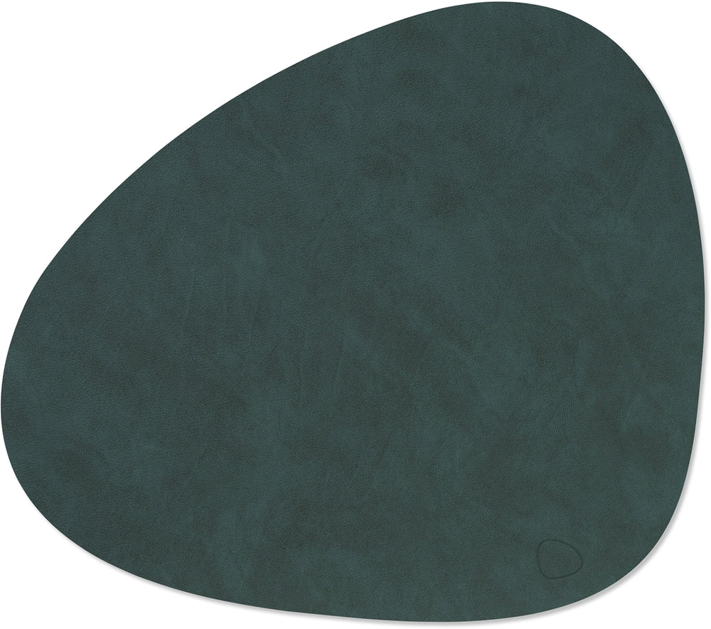 LIND DNA Placemats Nupo - Leer - Dark Green - Curved - Afwasbaar - 44 x 37 cm - 2 Stuks